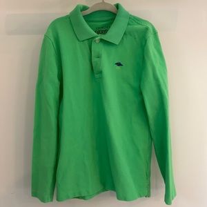 Crewcuts long sleeve polo in Kelly green with space ship appliqué.